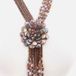 Joan Rivers Brown Beaded Necklace with Floral Accent